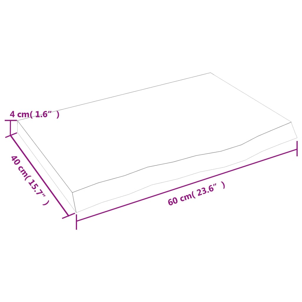 sötétbarna kezelt tömör tölgyfa fali polc 60x40x(2-4) cm