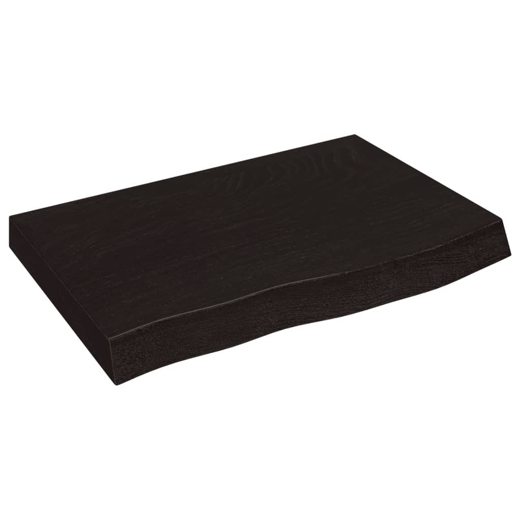 sötétbarna kezelt tömör tölgyfa fali polc 60x40x(2-6) cm