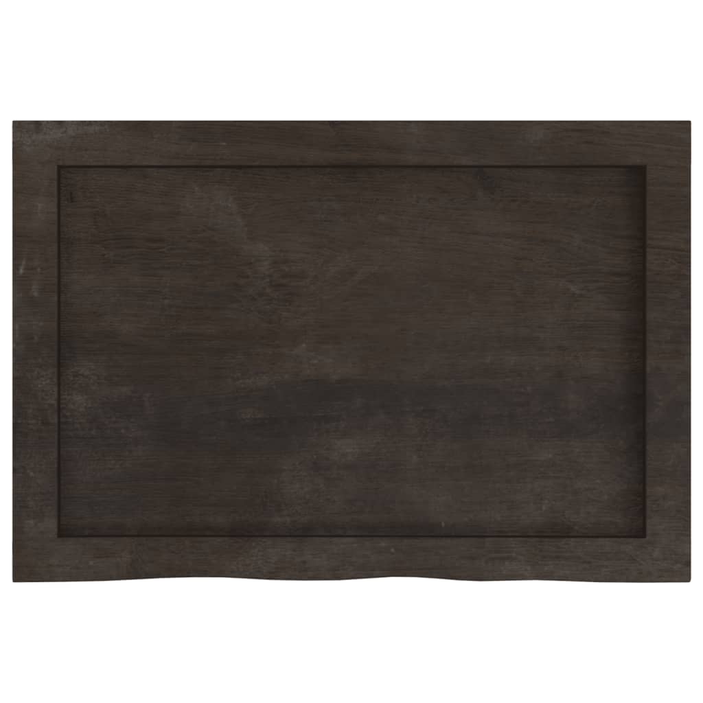 sötétbarna kezelt tömör tölgyfa fali polc 60x40x(2-6) cm