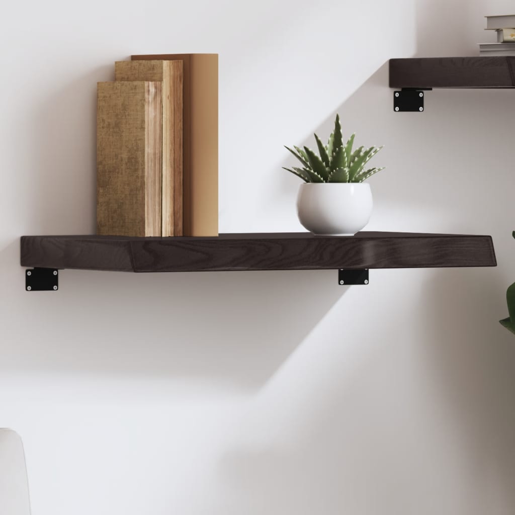 sötétbarna kezelt tömör tölgyfa fali polc 60x40x(2-6) cm