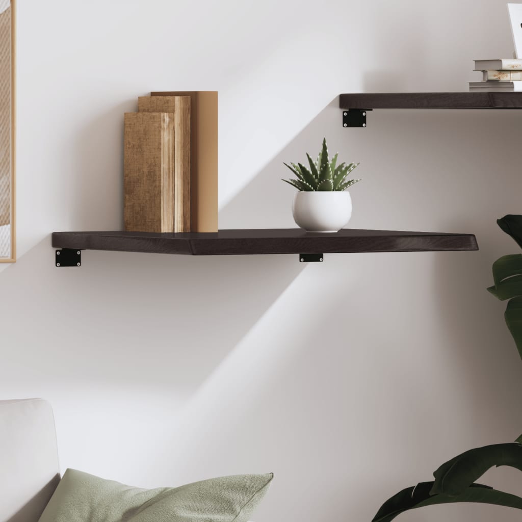 sötétbarna kezelt tömör tölgyfa fali polc 60x60x(2-4) cm