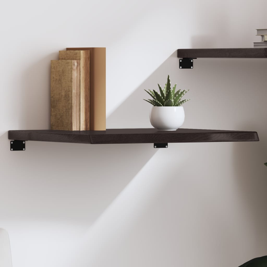 sötétbarna kezelt tömör tölgyfa fali polc 60x60x(2-4) cm