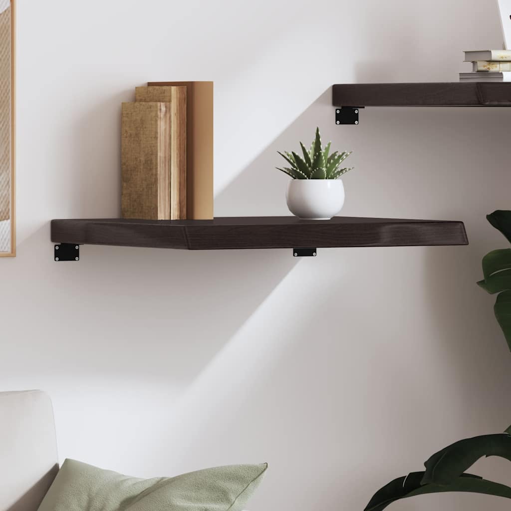 sötétbarna kezelt tömör tölgyfa fali polc 60x60x(2-6) cm