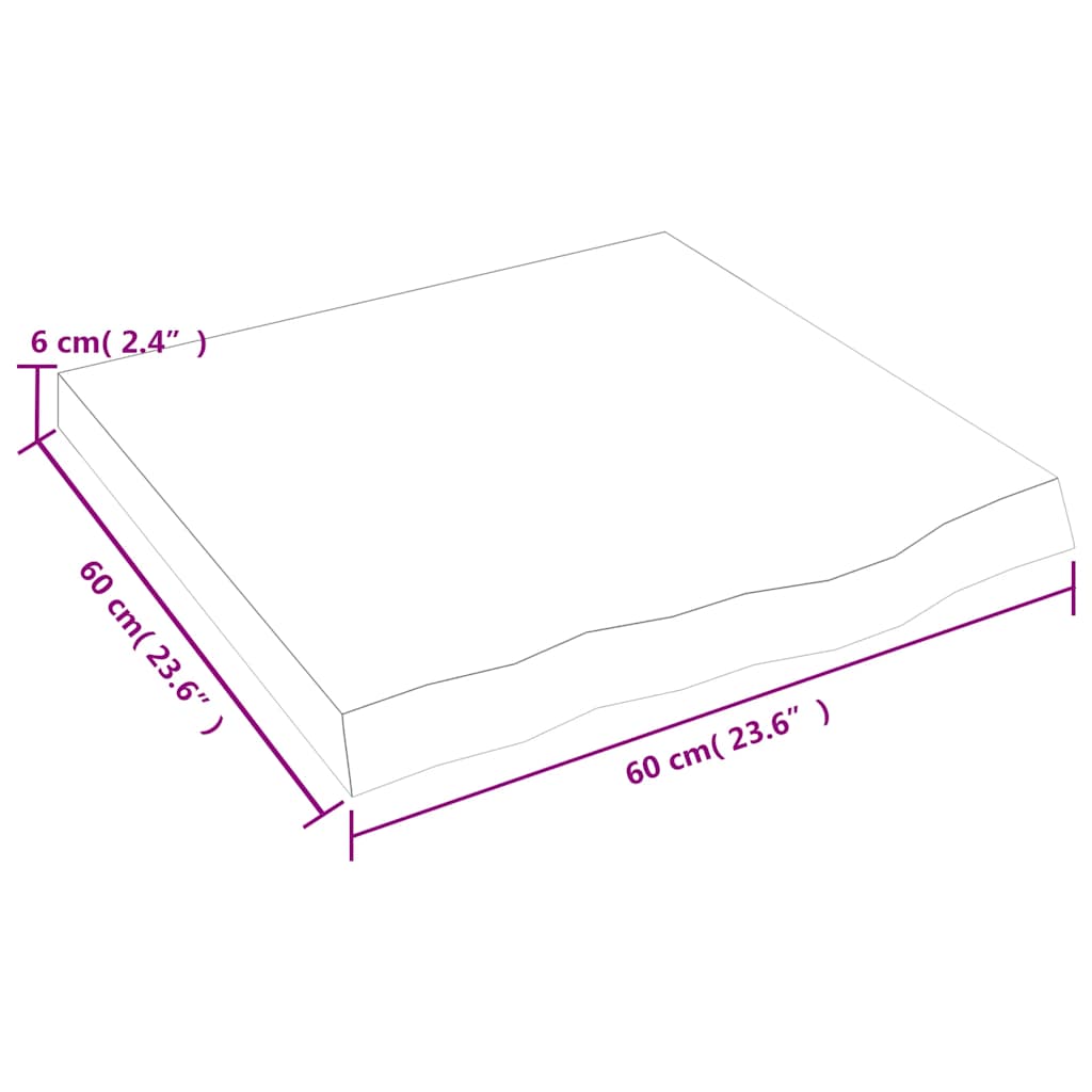 sötétbarna kezelt tömör tölgyfa fali polc 60x60x(2-6) cm