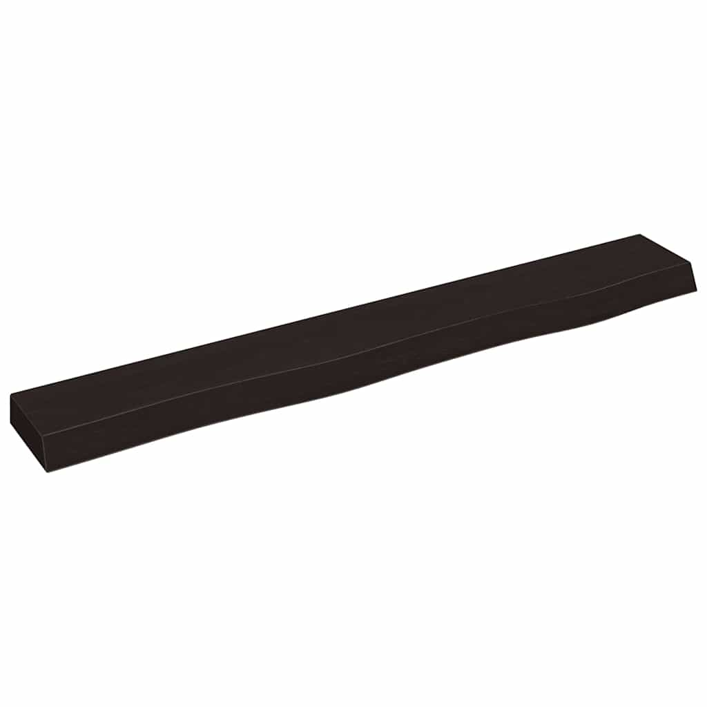 sötétbarna kezelt tömör tölgyfa fali polc 80x10x4 cm