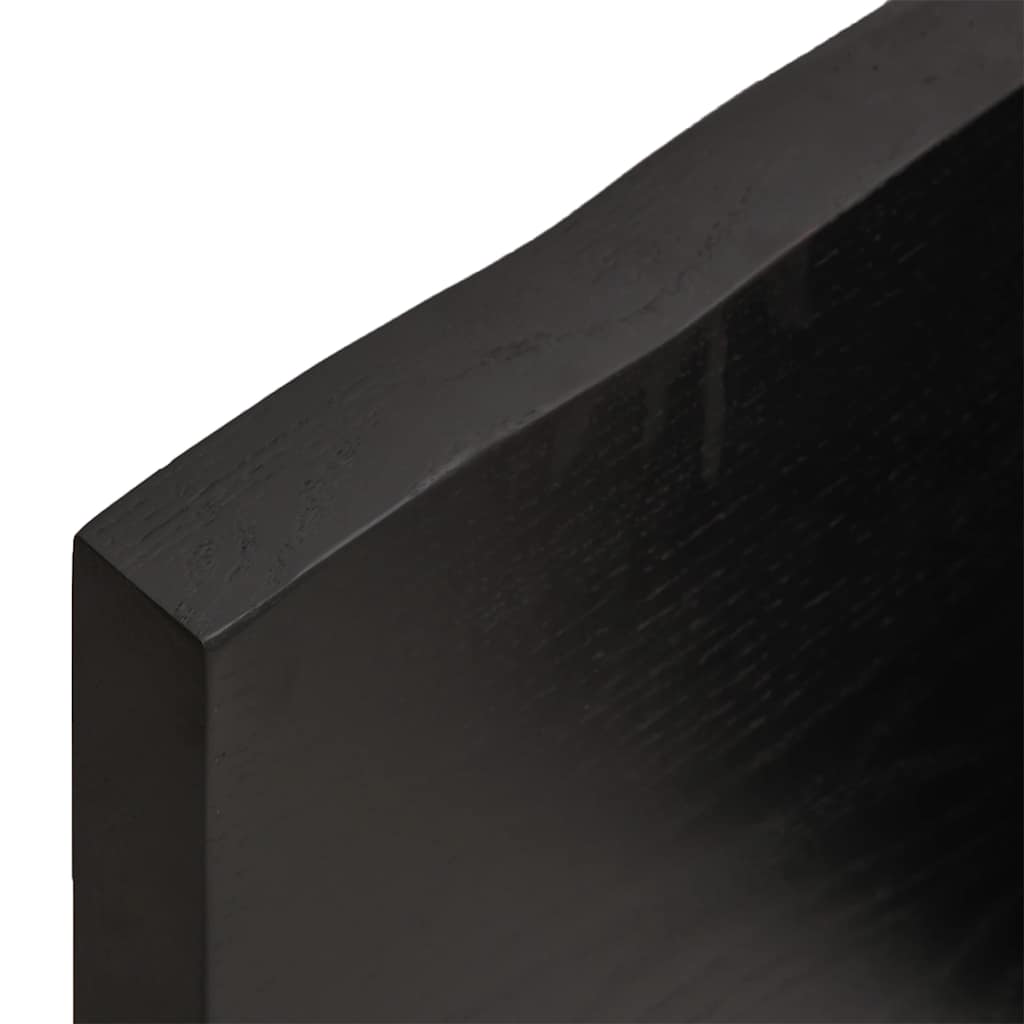 sötétbarna kezelt tömör tölgyfa fali polc 80x10x4 cm