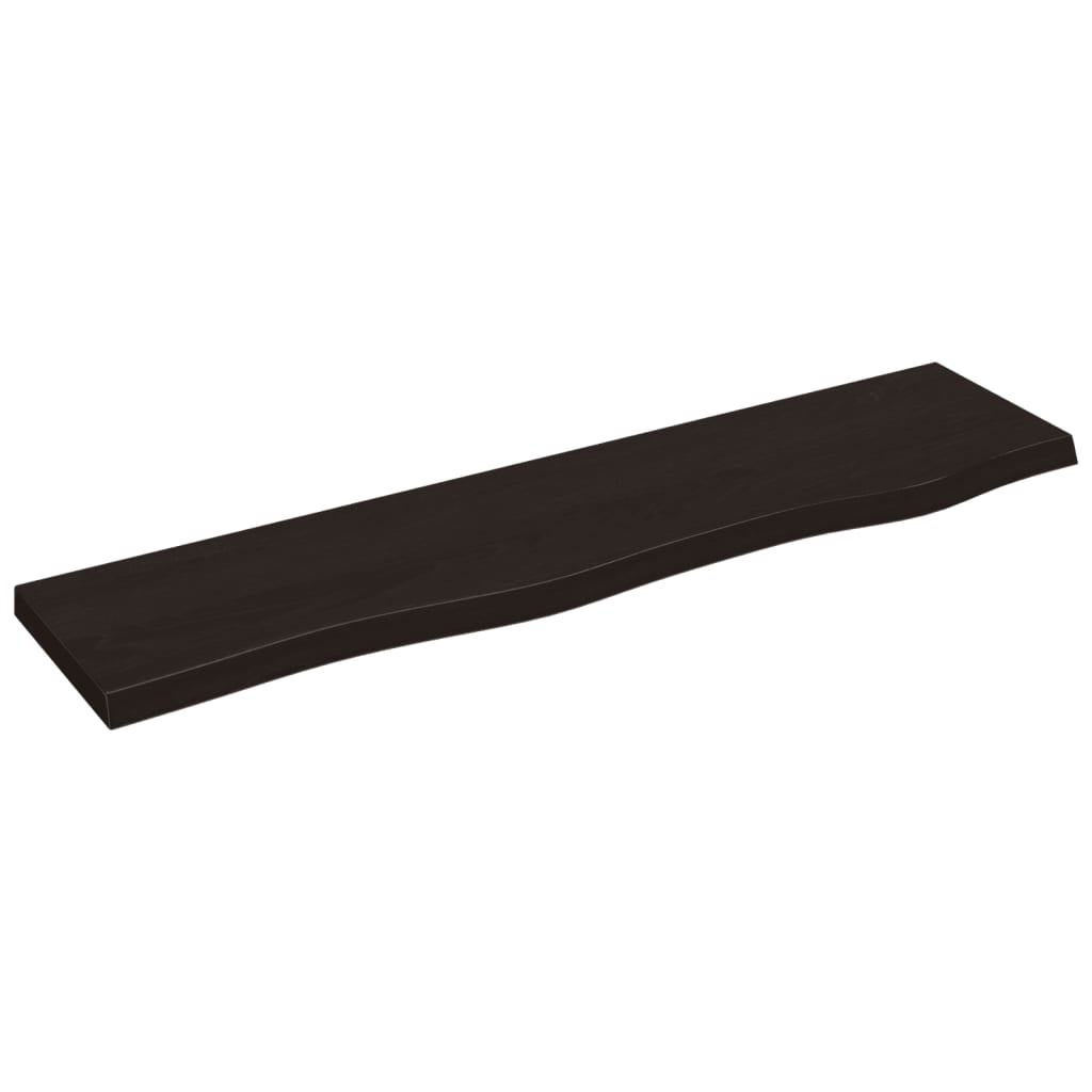 sötétbarna kezelt tömör tölgyfa fali polc 80x20x2 cm