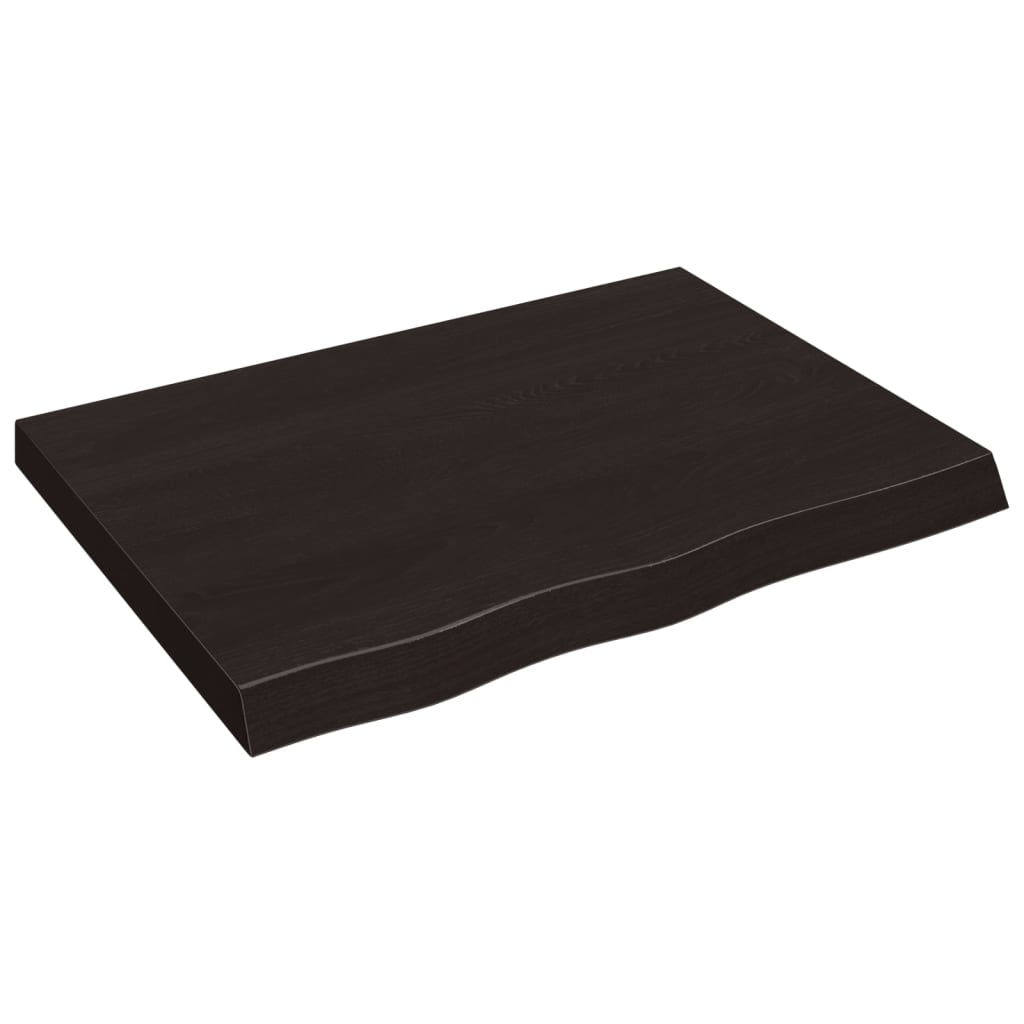 sötétbarna kezelt tömör tölgyfa fali polc 80x60x(2-6) cm