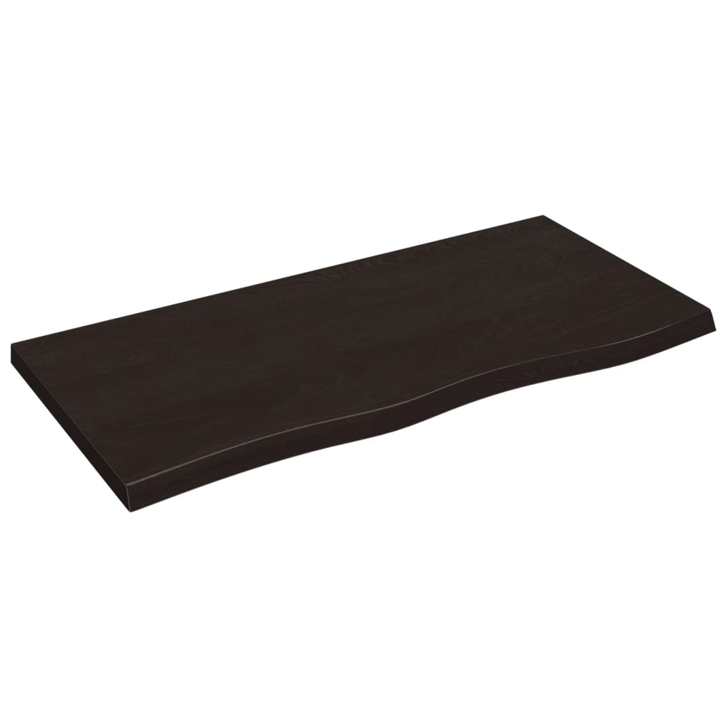 sötétbarna kezelt tömör tölgyfa fali polc 100x50x(2-4) cm