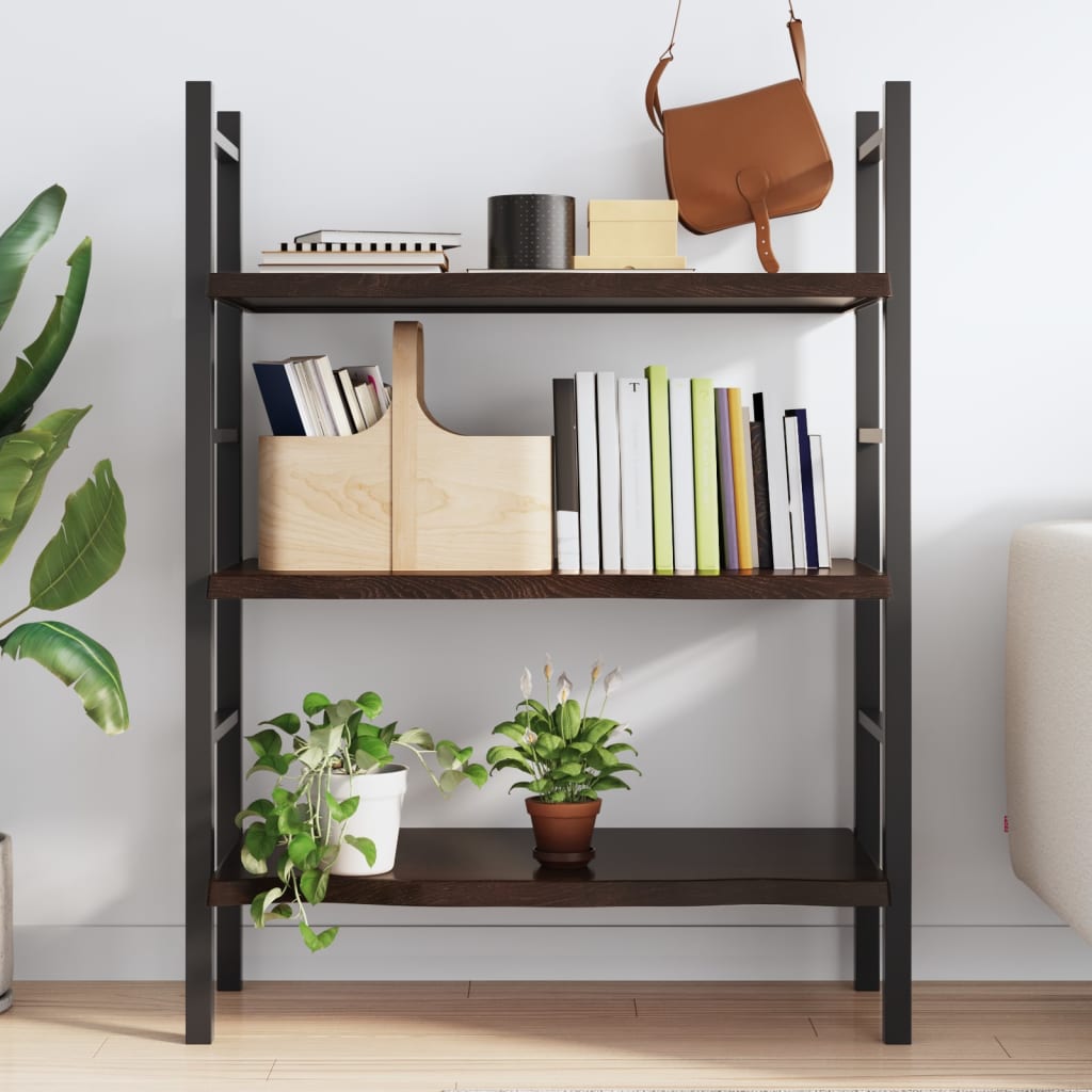 sötétbarna kezelt tömör tölgyfa fali polc 100x50x(2-4) cm