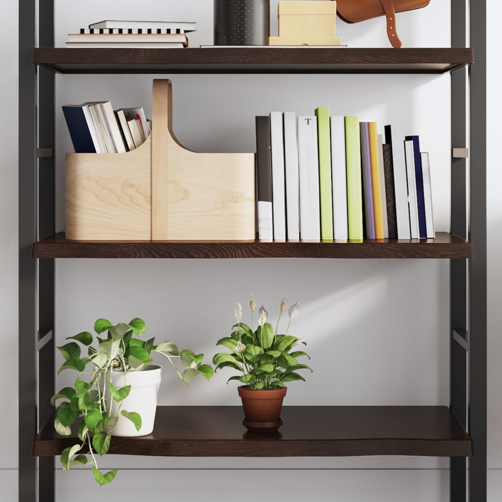 sötétbarna kezelt tömör tölgyfa fali polc 100x50x(2-4) cm