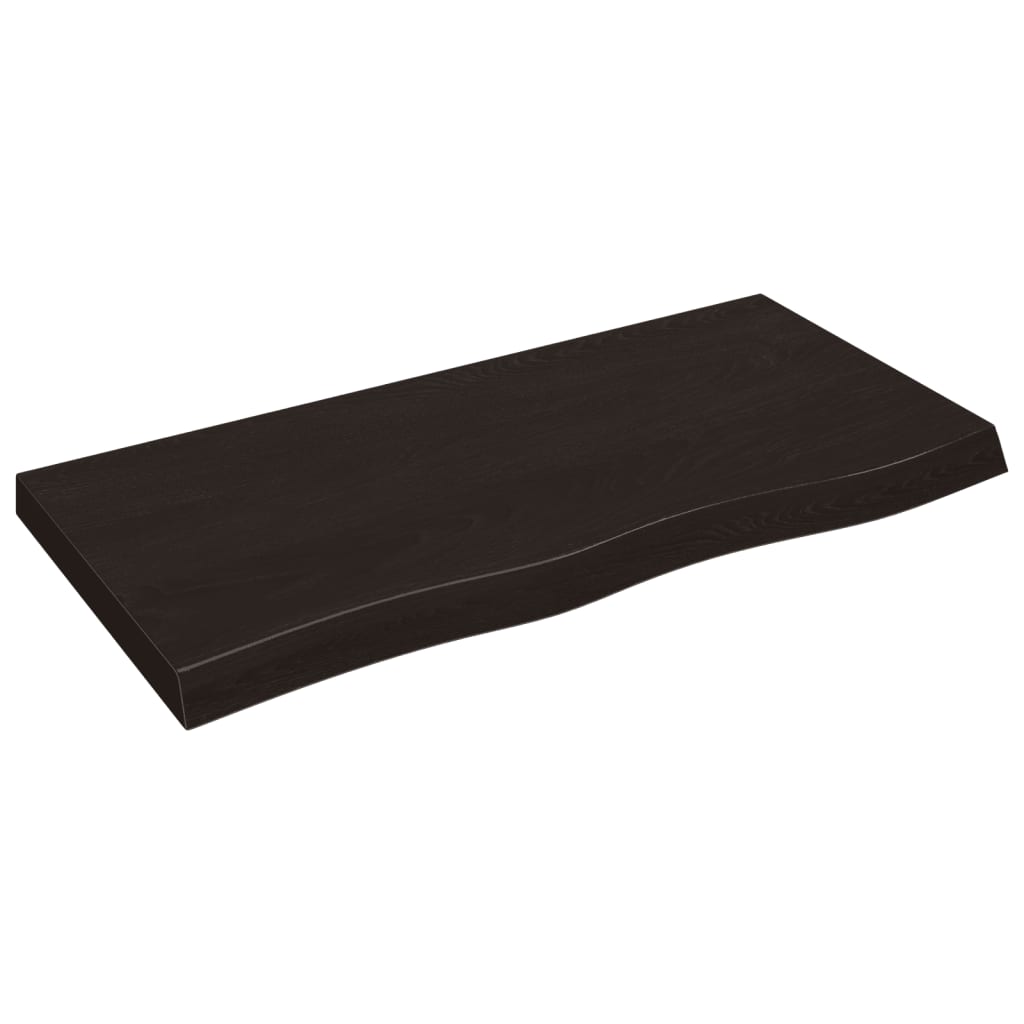 sötétbarna kezelt tömör tölgyfa fali polc 100x50x(2-6) cm