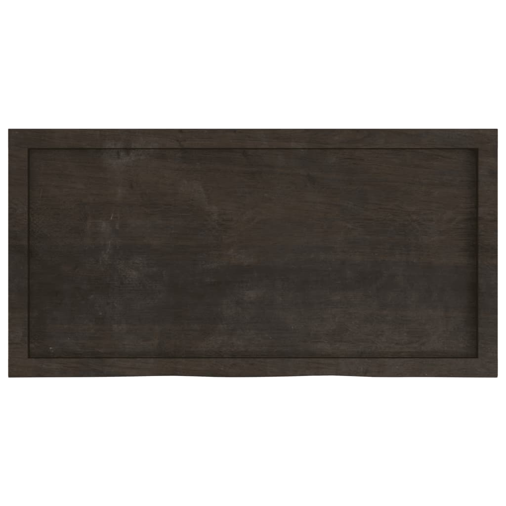 sötétbarna kezelt tömör tölgyfa fali polc 100x50x(2-6) cm