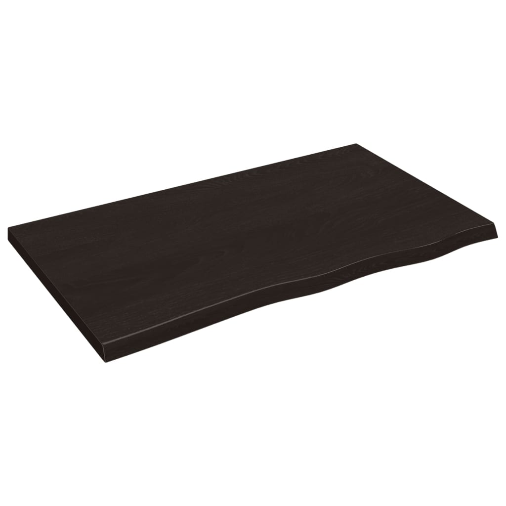sötétbarna kezelt tömör tölgyfa fali polc 100x60x(2-4) cm