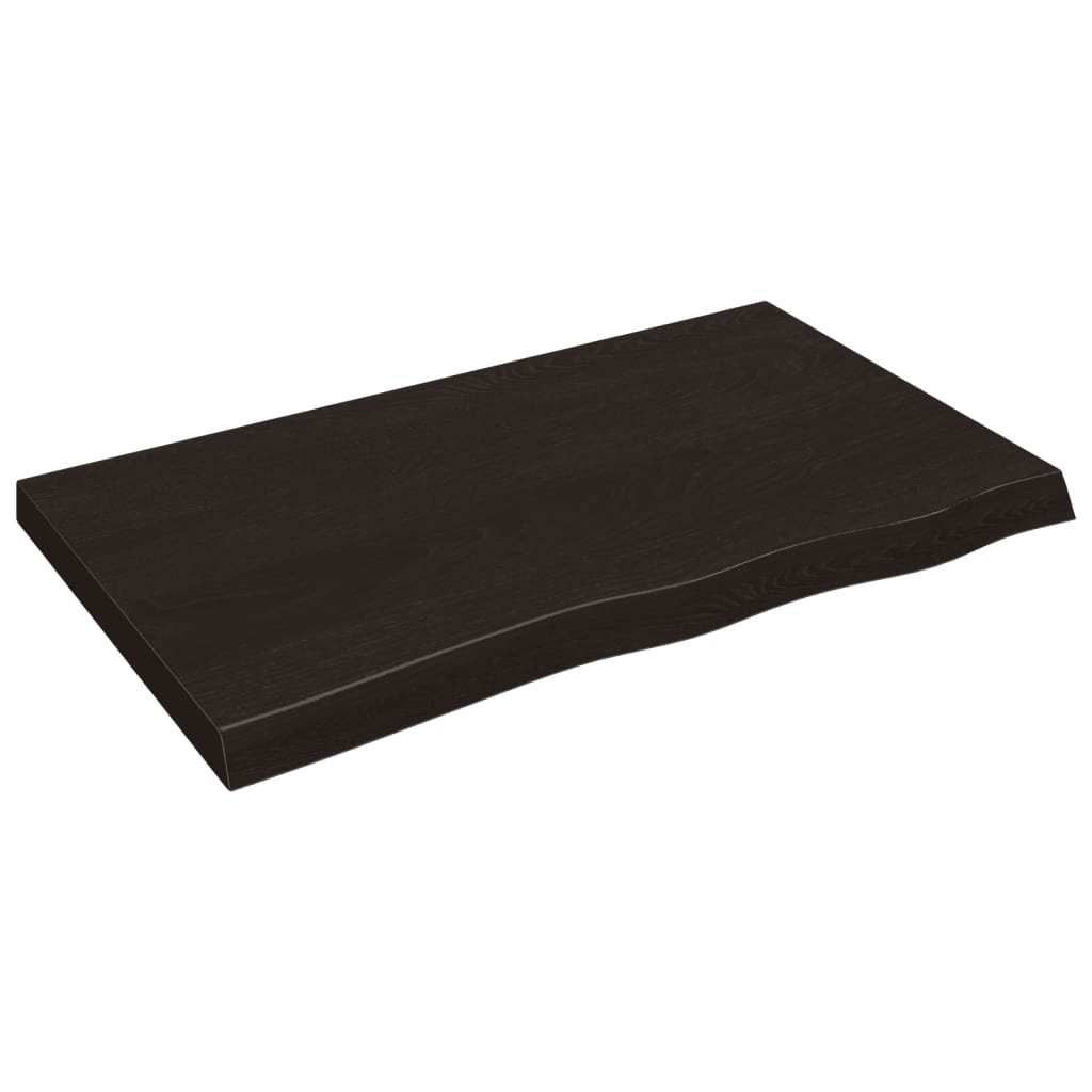 sötétbarna kezelt tömör tölgyfa fali polc 100x60x(2-6) cm