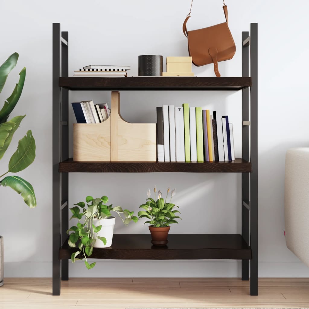sötétbarna kezelt tömör tölgyfa fali polc 100x60x(2-6) cm