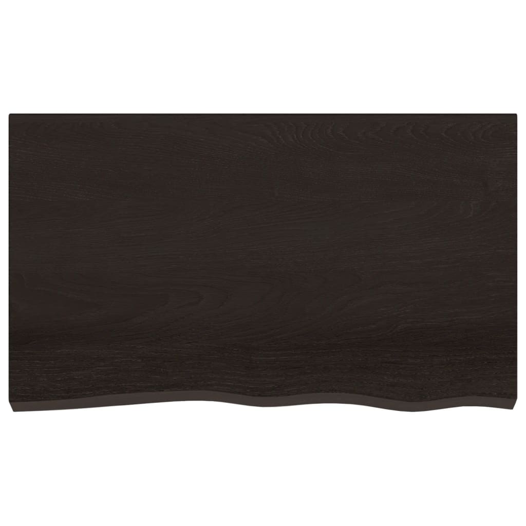 sötétbarna kezelt tömör tölgyfa fali polc 100x60x(2-6) cm