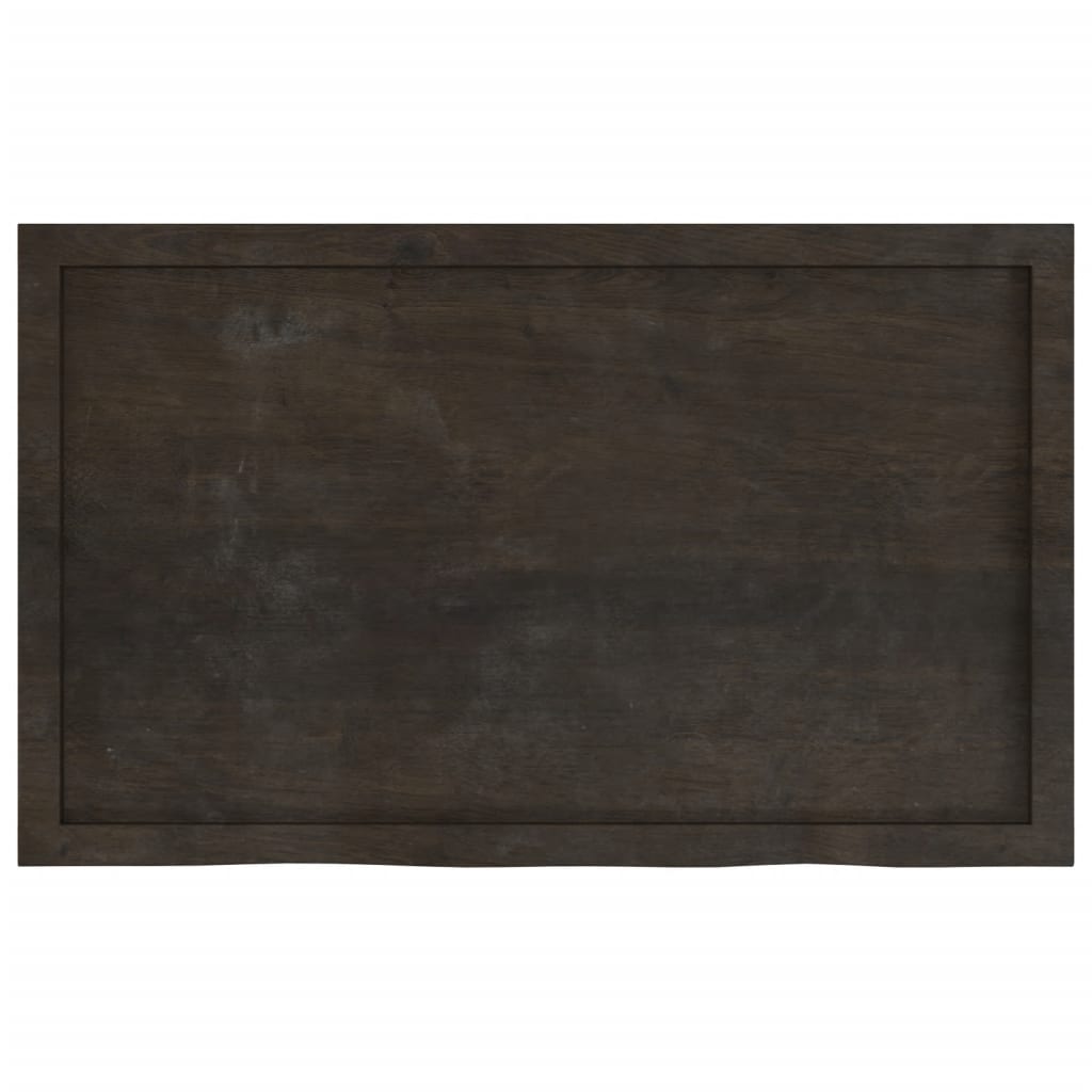 sötétbarna kezelt tömör tölgyfa fali polc 100x60x(2-6) cm
