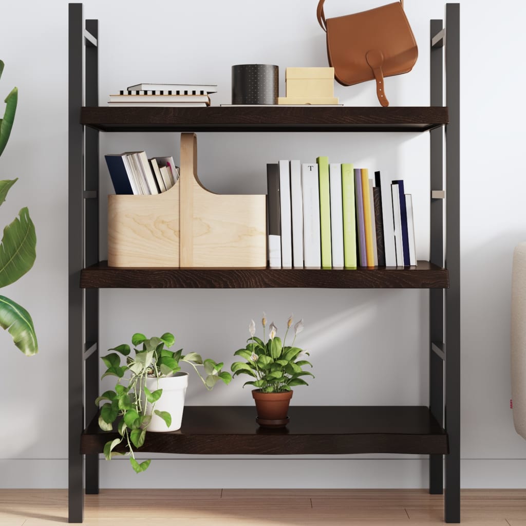sötétbarna kezelt tömör tölgyfa fali polc 100x60x(2-6) cm