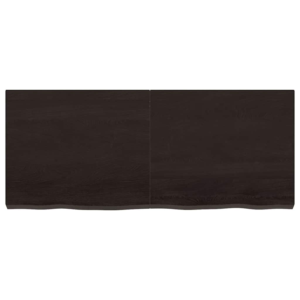 sötétbarna kezelt tömör tölgyfa fali polc 120 x 50 x (2-6) cm
