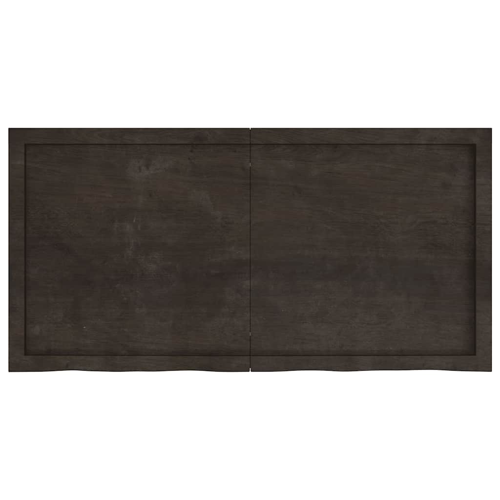 sötétbarna kezelt tömör tölgyfa fali polc 120 x 60 x (2-4) cm