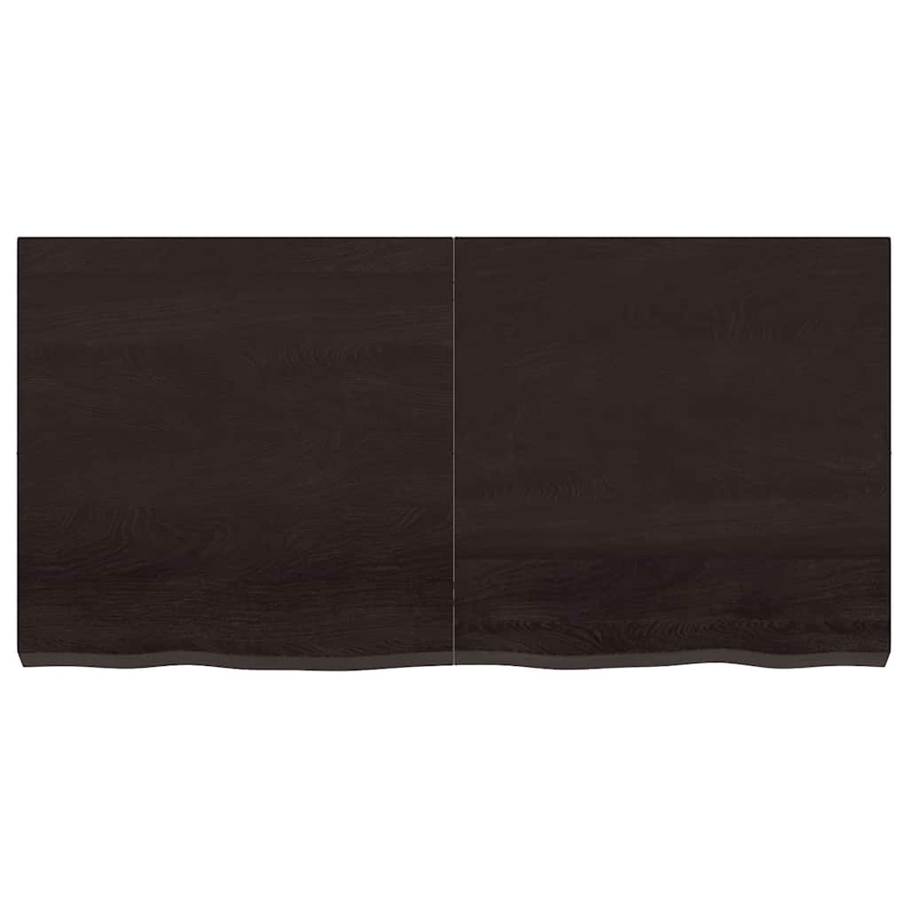 sötétbarna kezelt tömör tölgyfa fali polc 120 x 60 x (2-6) cm