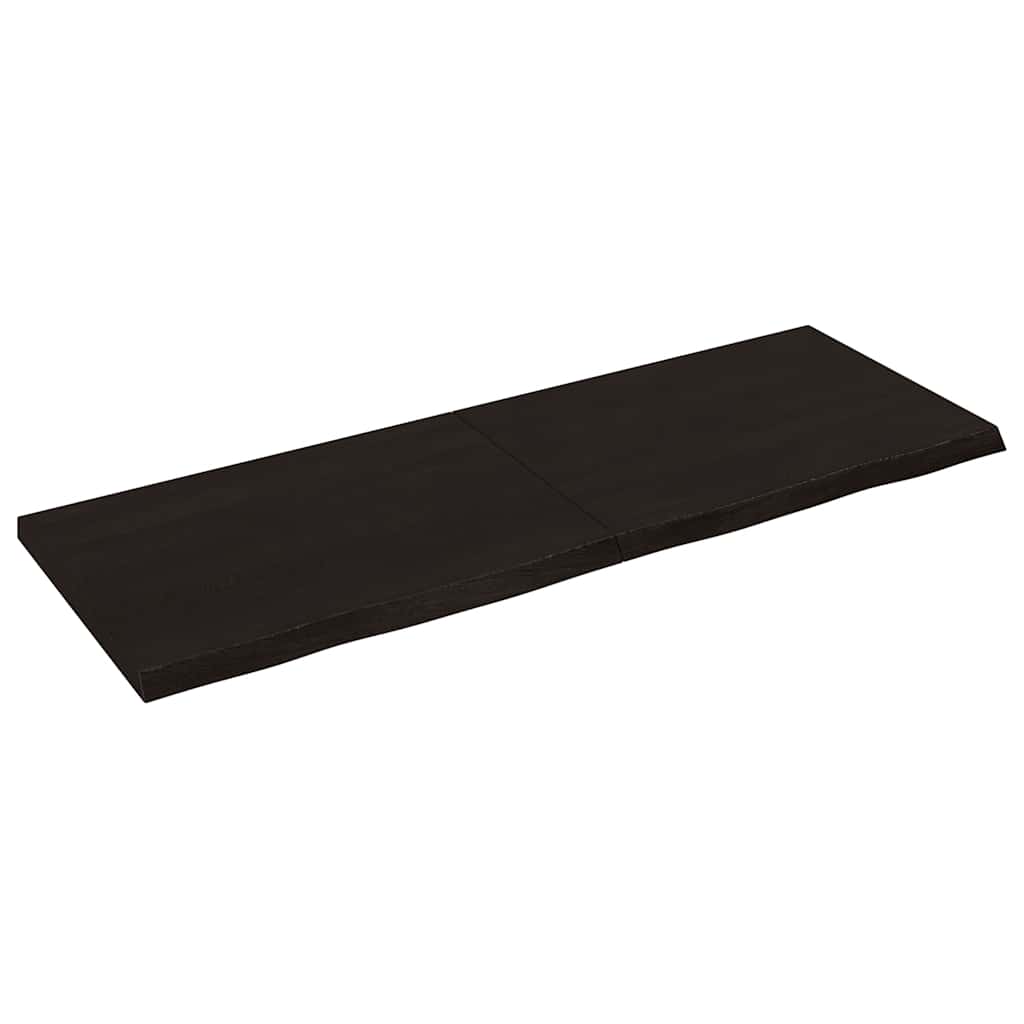 sötétbarna kezelt tömör tölgyfa fali polc 140 x 50 x (2-4) cm