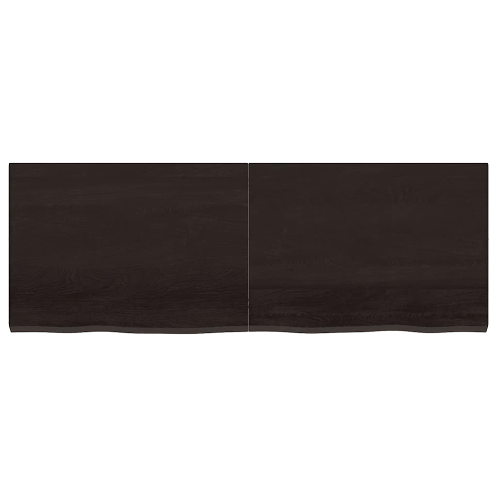 sötétbarna kezelt tömör tölgyfa fali polc 140 x 50 x (2-4) cm