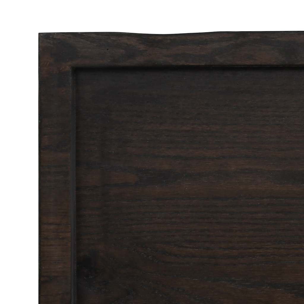 sötétbarna kezelt tömör tölgyfa fali polc 140 x 50 x (2-4) cm