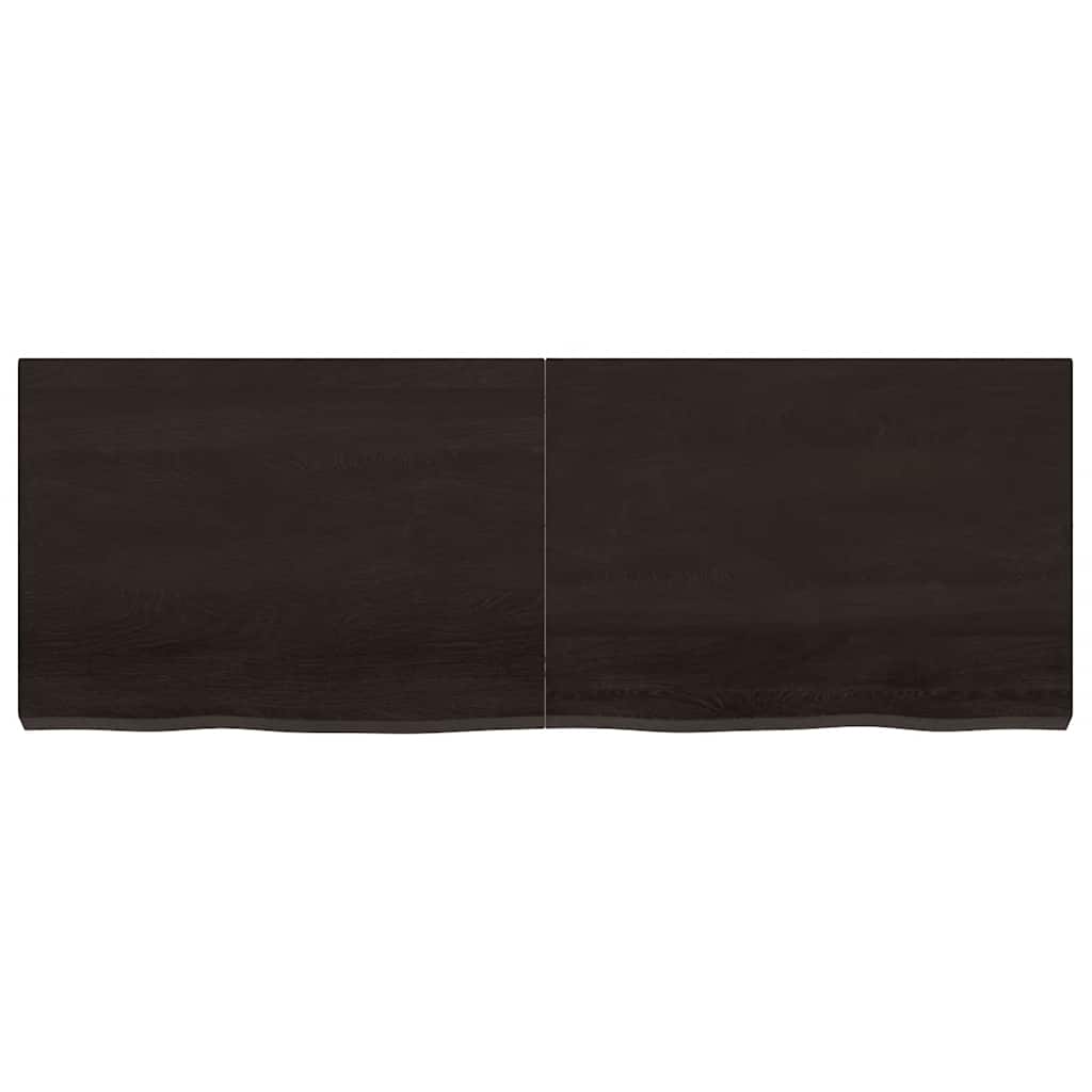 sötétbarna kezelt tömör tölgyfa fali polc 140 x 50 x (2-6) cm