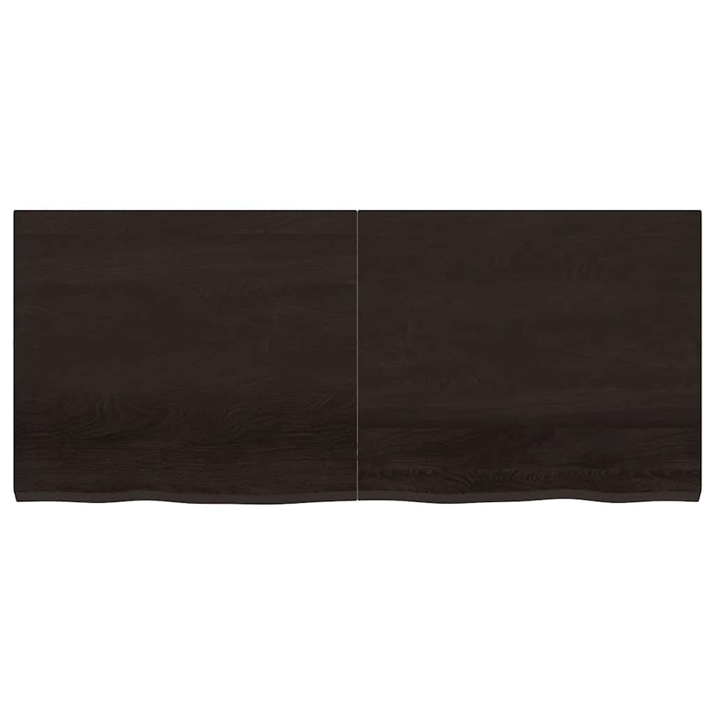 sötétbarna kezelt tömör tölgyfa fali polc 140 x 60 x (2-4) cm
