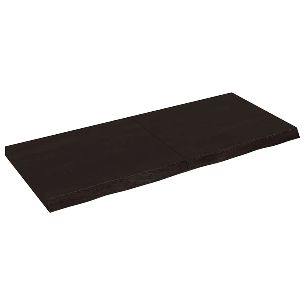 sötétbarna kezelt tömör tölgyfa fali polc 140 x 60 x (2-6) cm