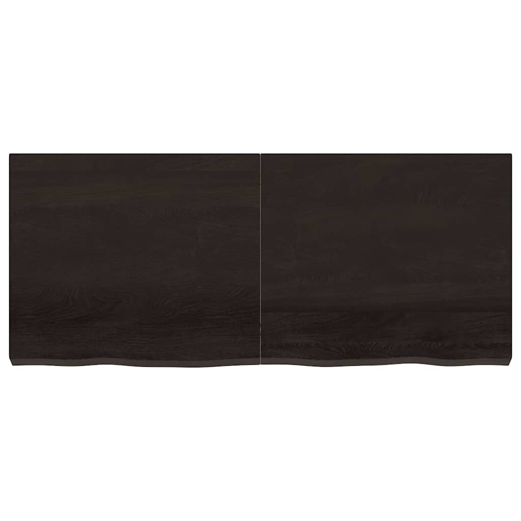 sötétbarna kezelt tömör tölgyfa fali polc 140 x 60 x (2-6) cm