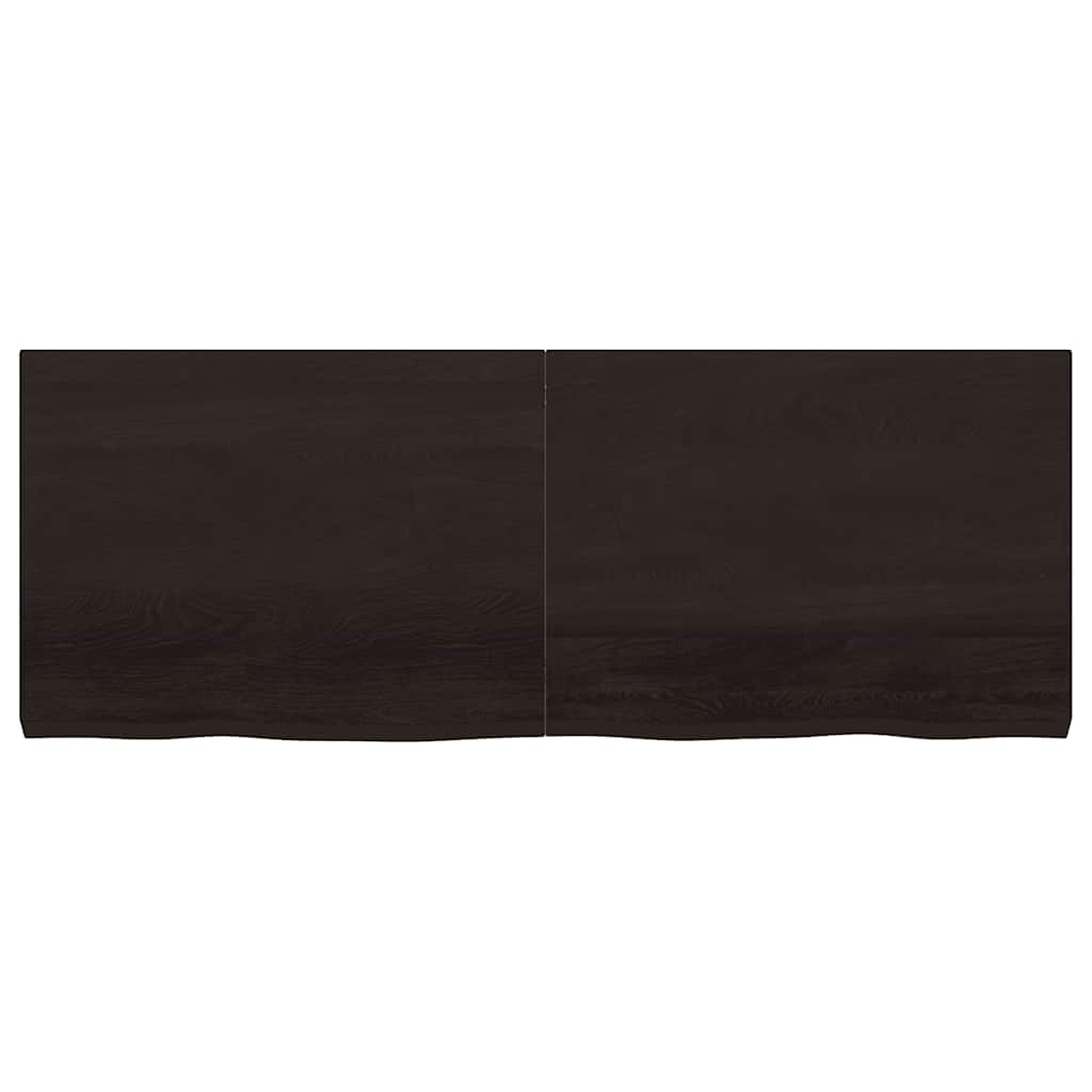 sötétbarna kezelt tömör tölgyfa fali polc 160 x 60 x (2-6) cm