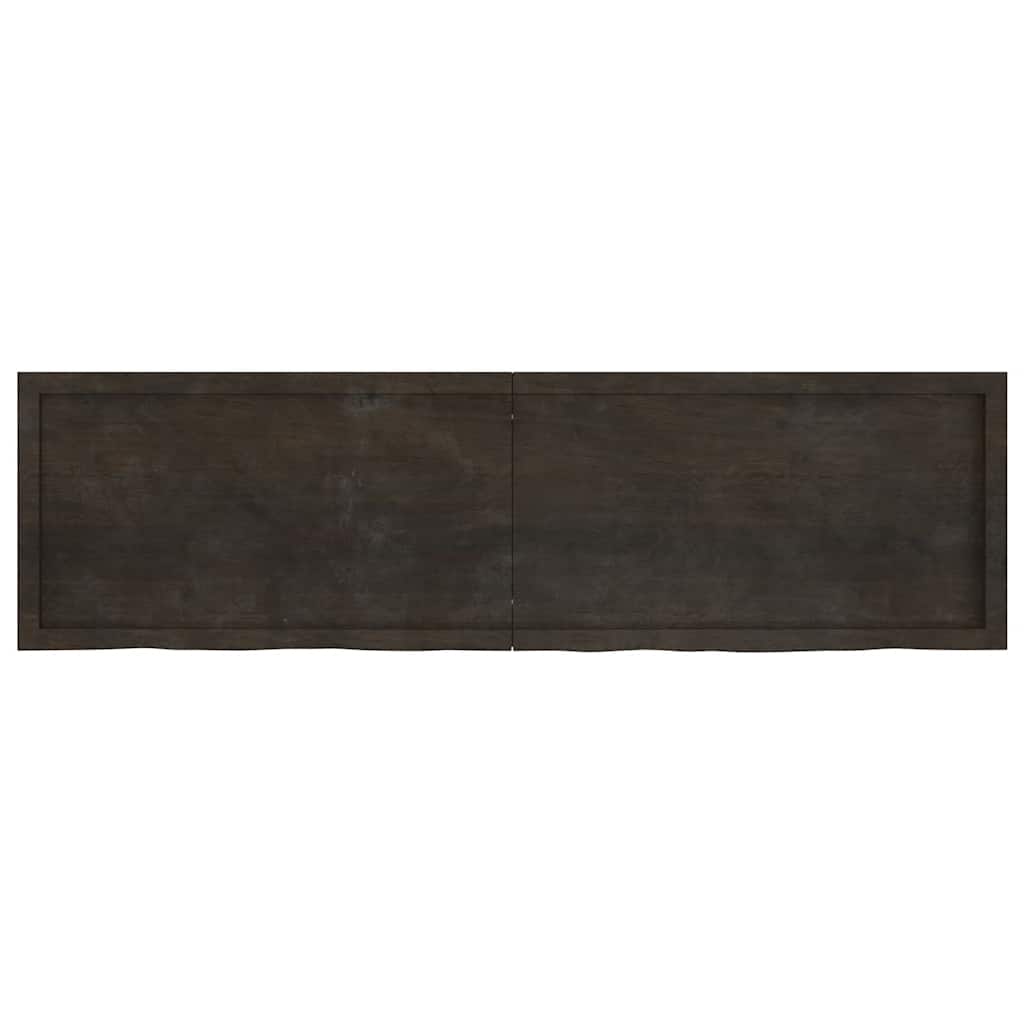 sötétbarna kezelt tömör tölgyfa fali polc 180 x 50 x (2-6) cm