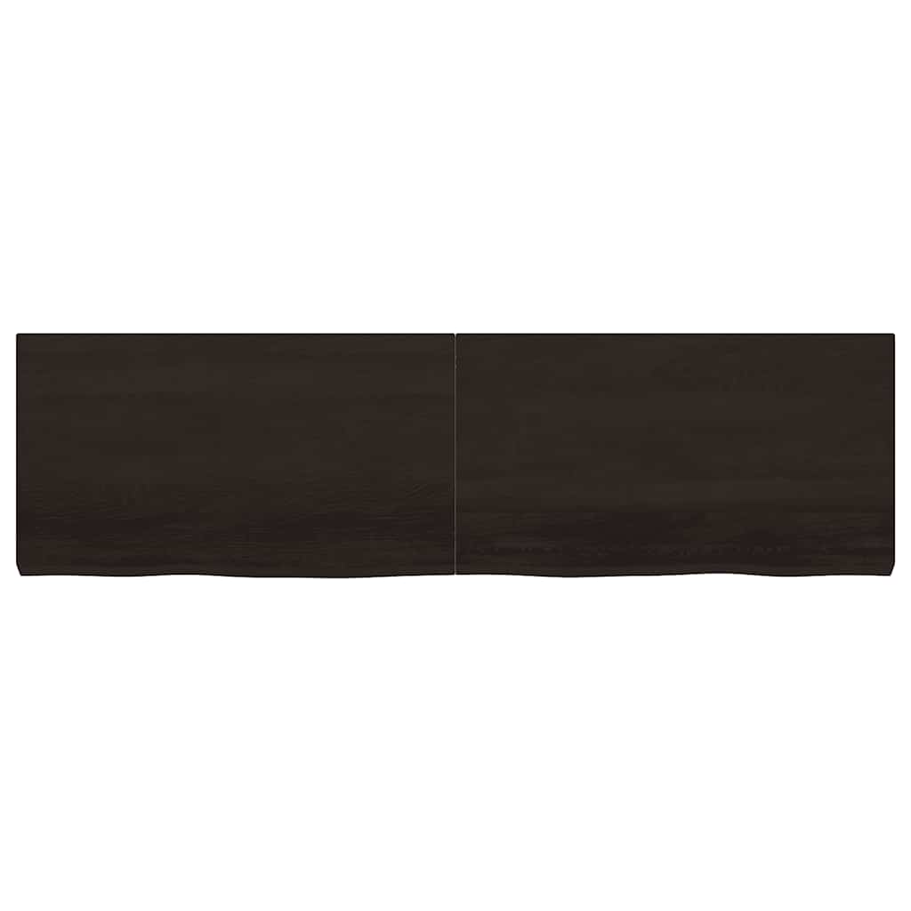sötétbarna kezelt tömör tölgyfa fali polc 180 x 50 x (2-6) cm