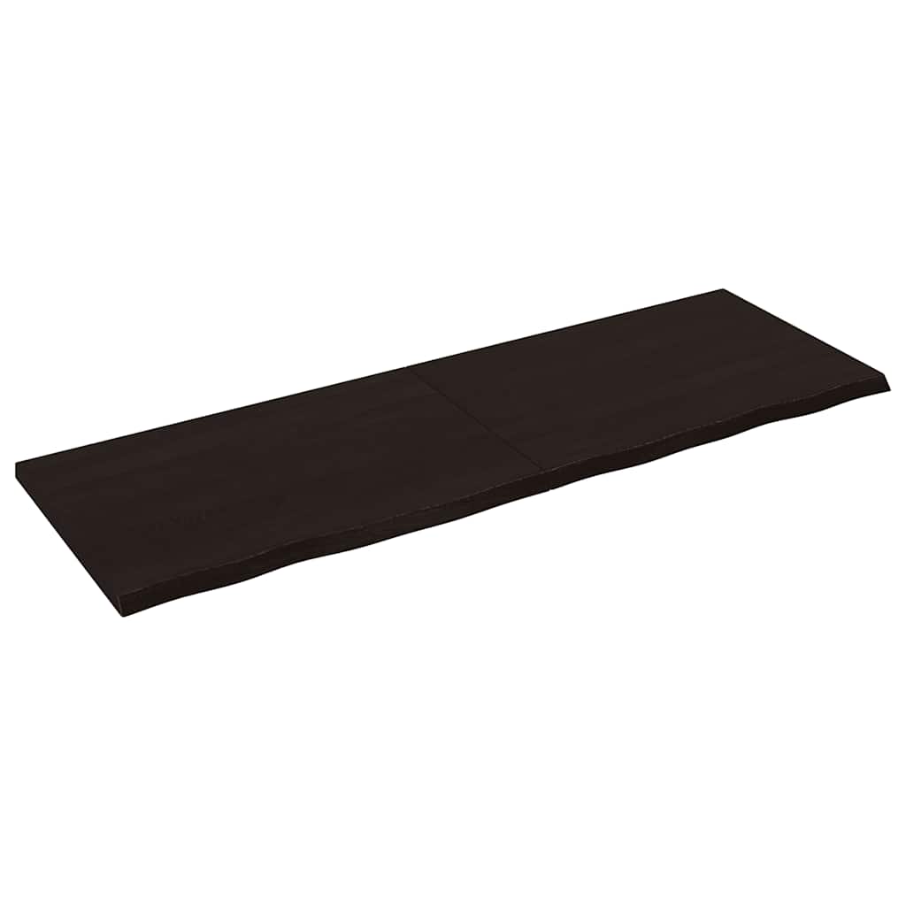 sötétbarna kezelt tömör tölgyfa fali polc 180 x 60 x (2-4) cm