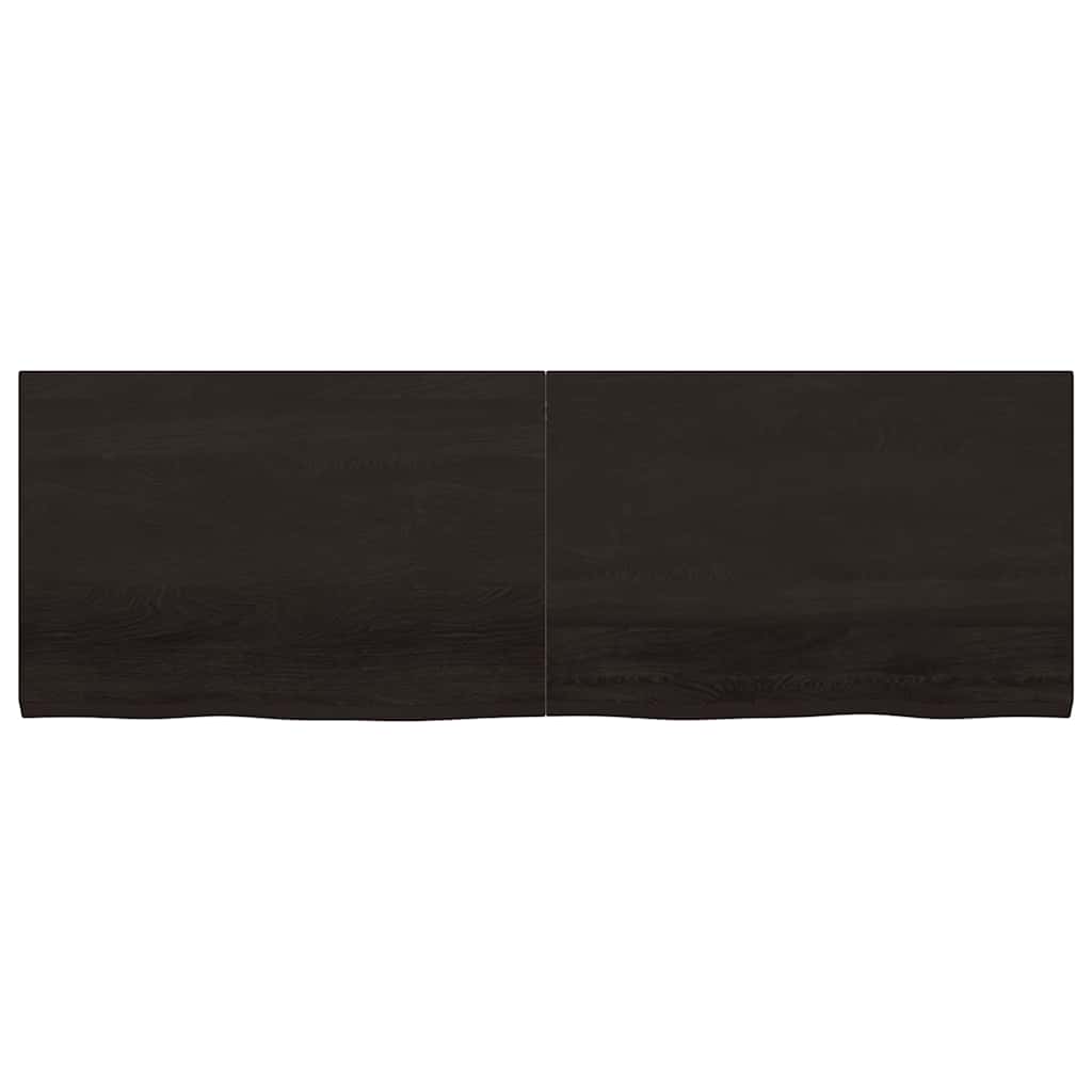 sötétbarna kezelt tömör tölgyfa fali polc 180 x 60 x (2-4) cm