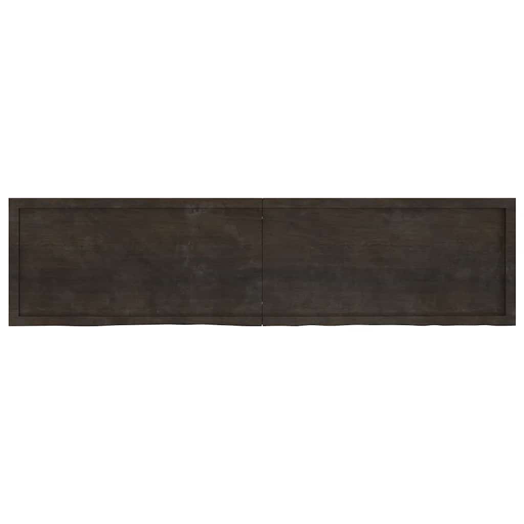 sötétbarna kezelt tömör tölgyfa fali polc 200 x 50 x (2-4) cm