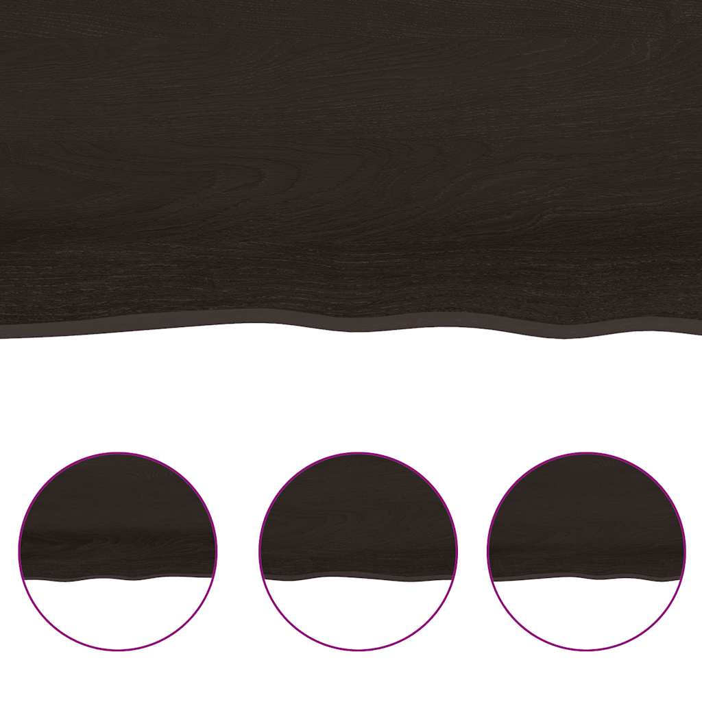 sötétbarna kezelt tömör tölgyfa fali polc 200 x 50 x (2-4) cm