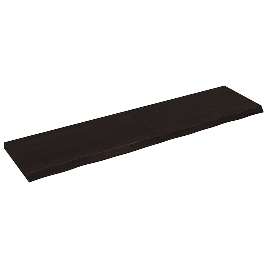 sötétbarna kezelt tömör tölgyfa fali polc 200 x 50 x (2-6) cm