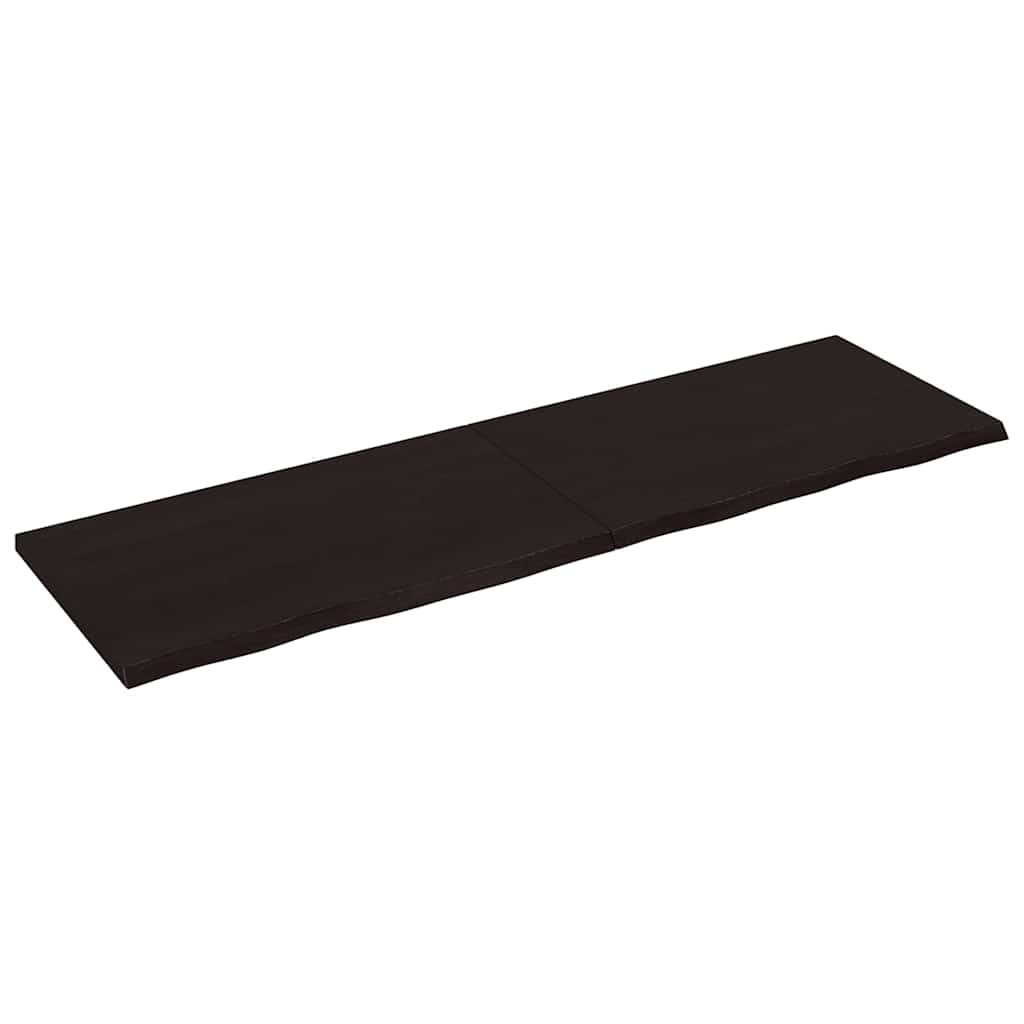 sötétbarna kezelt tömör tölgyfa fali polc 200 x 60 x (2-4) cm