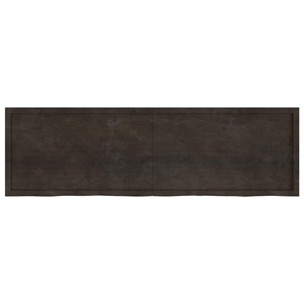 sötétbarna kezelt tömör tölgyfa fali polc 200 x 60 x (2-4) cm