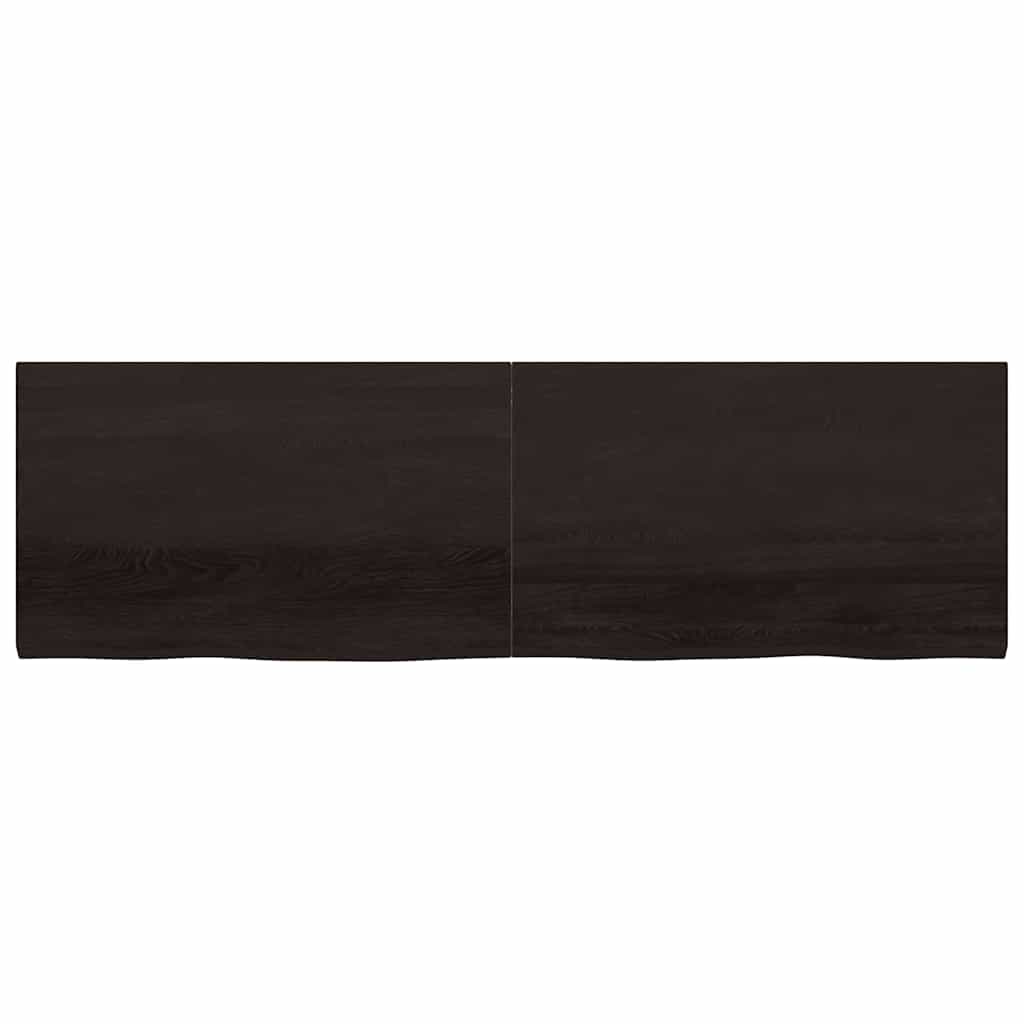 sötétbarna kezelt tömör tölgyfa fali polc 200 x 60 x (2-4) cm