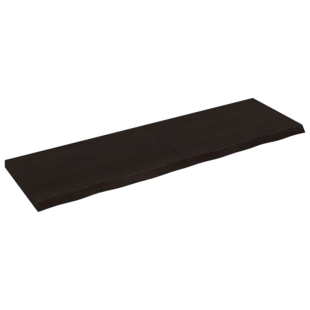 sötétbarna kezelt tömör tölgyfa fali polc 200 x 60 x (2-6) cm