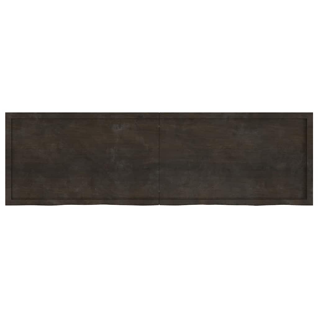 sötétbarna kezelt tömör tölgyfa fali polc 200 x 60 x (2-6) cm