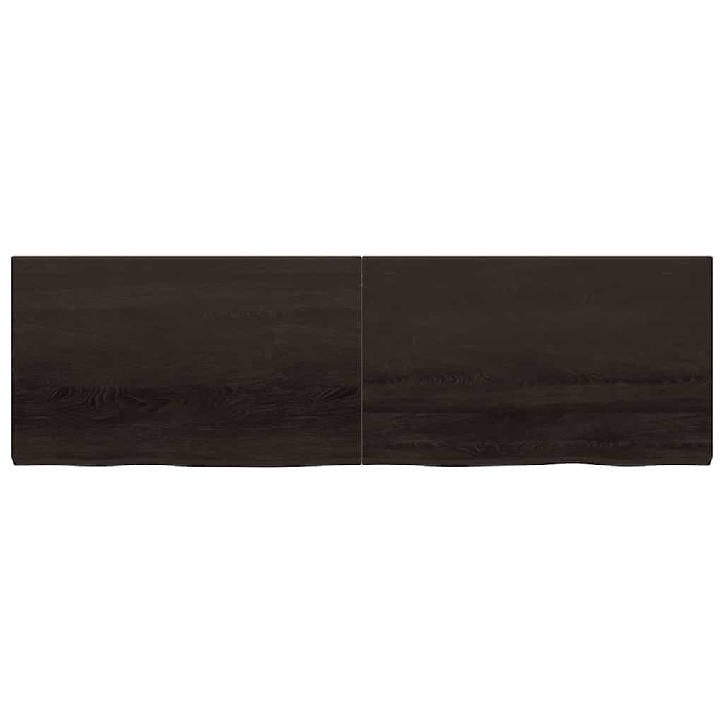 sötétbarna kezelt tömör tölgyfa fali polc 200 x 60 x (2-6) cm