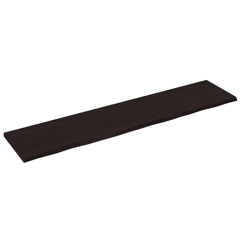 sötétbarna kezelt tömör tölgyfa fali polc 220 x 50 x (2-4) cm