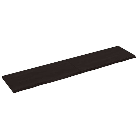 sötétbarna kezelt tömör tölgyfa fali polc 220 x 50 x (2-4) cm