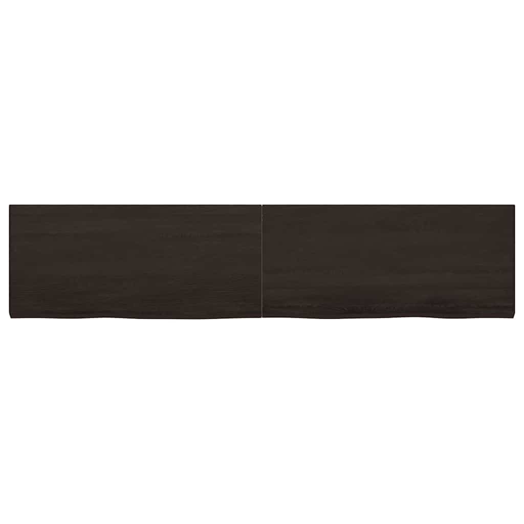 sötétbarna kezelt tömör tölgyfa fali polc 220 x 50 x (2-4) cm